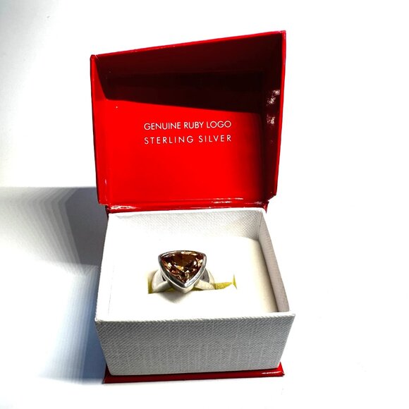 Elle Sterling Silver & Monster Topaz Ring with Signature Ruby Accent — EUC - Picture 5 of 12